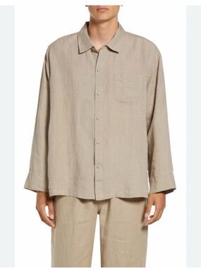 Parachute 100% Linen Neutral Beige Button-Up Linen Shirt size S